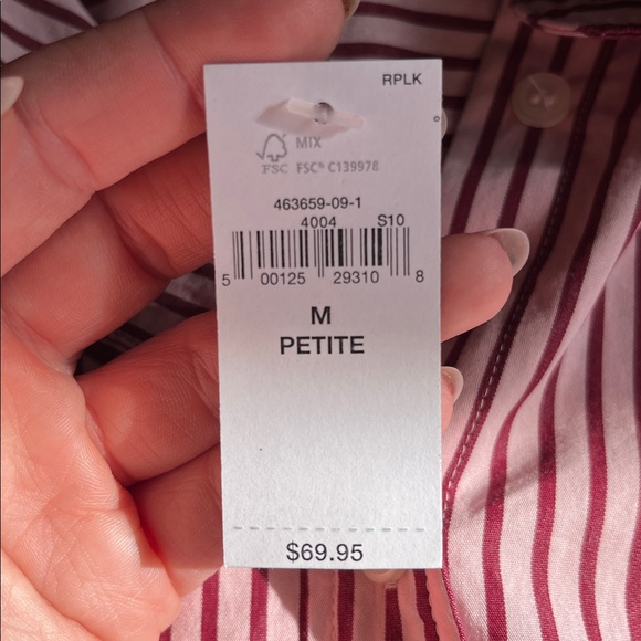 GAP Pink and Maroon Striped Cropped Button-Up Shirt - Picture 5 of 5